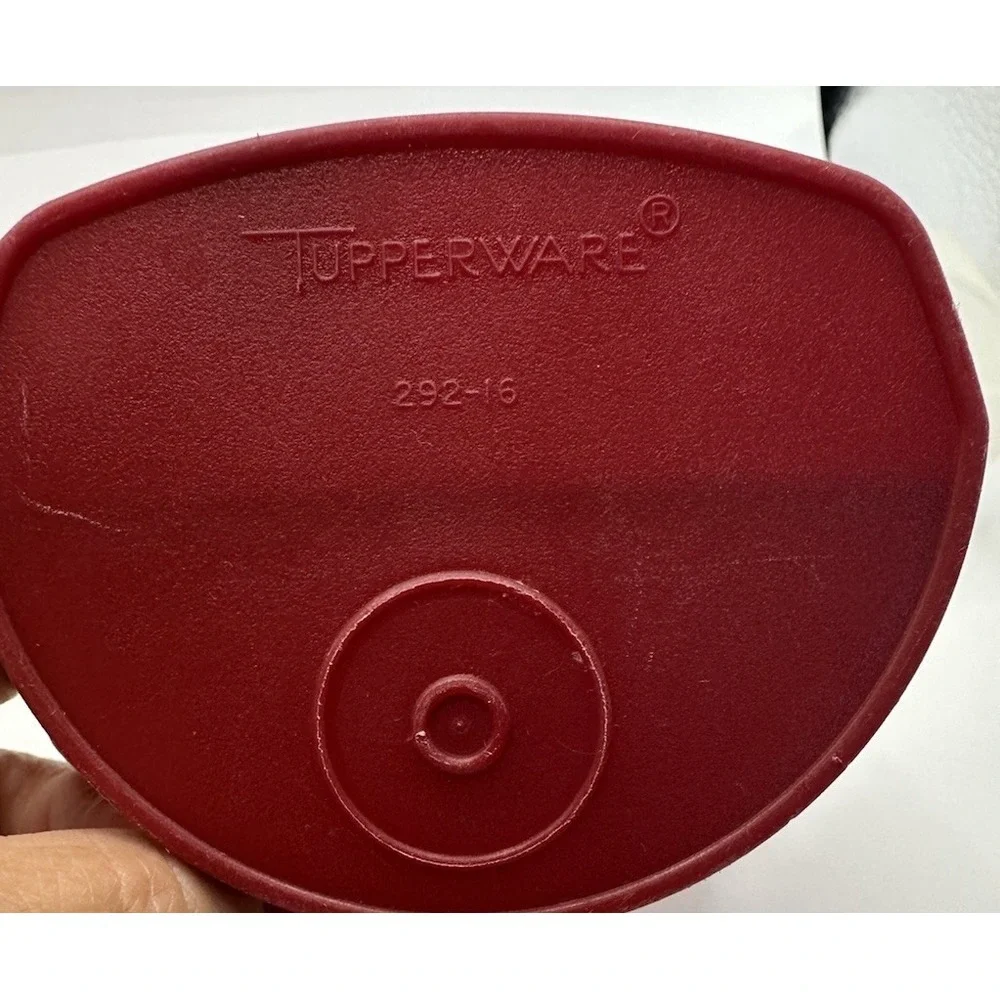 Tupperware Round Flour Rocker Scoops Dark Red & Clear Set of 2 USA